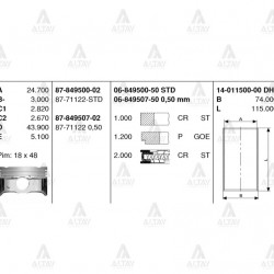 PİSTON SEGMANLI I-20 1.2 16V 09= STD PİSTON SEGMANLI I-20 1.2 16V 09= STD