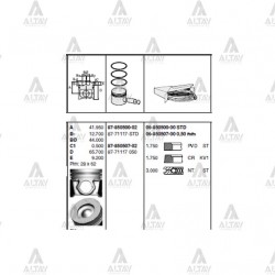 PİSTON SEGMANLI I-30 12-15 / BLUE 11-15 / CEED 12-18 / CERATO 09-15 1.6 DİZEL 0.50