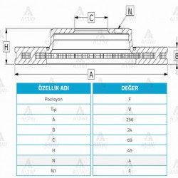 FREN DİSKİ CARISMA  96-00 1.8 / S-40 97-00 / ÖN HAVALI 256-4