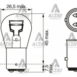 AMPÜL ECO 12V P21/5W 1016 FREN ARKA SİS ŞAŞI DUY ÇAPRAZ TIRNAK