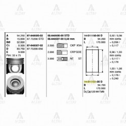 PİSTON SEGMANLI STAREX 02-08 / SORENTO 03-09 / 2.5 CRDI D4CB - 140HP STD