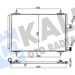 RADYATÖR KLİMA PEUGEOT 407 04= - CITROEN C5 04= ; C6 05= 1.8 2.0 2.2 3.0 1.6/2.0/2.2HDI KURUTUCU