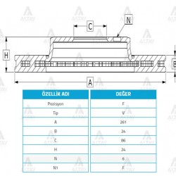 FREN DİSKİ BONGO  99-11 / ÖN HAVALI 261-6