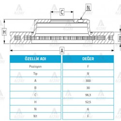FREN DİSKİ H-1 08-14 MİNİBÜS / ÖN HAVALI 300-6