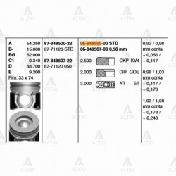 PİSTON SEGMANLI SORENTO 170HP / H-1 050 PİSTON SEGMANLI SORENTO 170HP / H-1 050