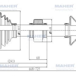 AKS KOMPLE ÖN SANTAFE 06-10 / 2.2 DİZEL A-T SOL ABSLİ 52 DİŞ 668mm