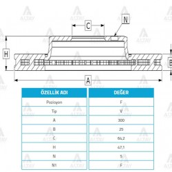 FREN DİSKİ ACCORD 03-08 / CIVIC 02-07 TYPE-R / ÖN HAVALI 300-5