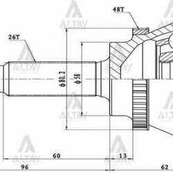 AKS KAFASI DIŞ COROLLA 03-06 1.4 DİZEL / AVENSIS 03= 1.6 BENZİNLİ / ABSLİ 26X58X25