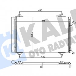 RADYATÖR KLİMA  307 / 308 / 3008 / 5008 / PARTNER TEPEE / RCZ / C4 / C4 PICASSO / BERLINGO 1.4-1.6 16V 1.6HDI 04=  DS 5 EP6CDT (AT/MT) KURUTUCU İLE  BRAZING (525X361X16)