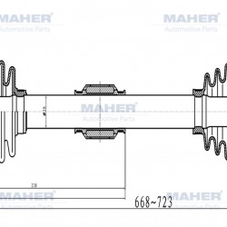AKS KOMPLE ÖN TUCSON 04-10 / SPORTAGE 04= DİZEL A-T SOL 4x4 2.0 ABSLİ 48 DİŞ 668mm