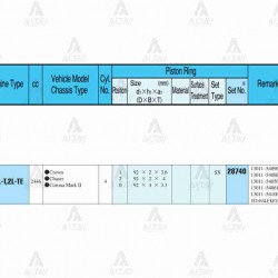 SEGMAN HILUX 2.4L /  90-04 / LN85-LN145 /  92.00mm / 2L / HIACE   89= / STD TAKIM