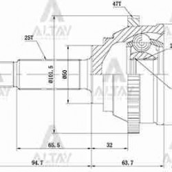 AKS KAFASI DIŞ ELANTRA  90-95 SAĞ / ACCENT ADMIRE DİZEL / MATRIX / SONATA 88-98 / 2.0 ABSLİ 25X50X23