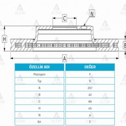 FREN DİSKİ SONATA  90-97 / BLUEBIRD 96-00 / ÖN HAVALI 255-4