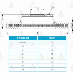 FREN DİSKİ CERATO 04-10 ELANTRA 01-07 / ARKA DÜZ 258-4