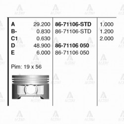 PİSTON SEGMANSIZ CIVIC 01-06 D16V1 050 PİSTON SEGMANSIZ CIVIC 01-06 D16V1 050