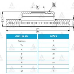 FREN DİSKİ RAV4 06-12 / CAMRY 06-11 / ÖN HAVALI 295-5