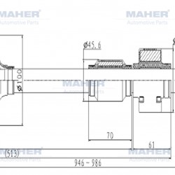 AKS KOMPLE ÖN I-30 07-11 / SAĞ DİZEL A-T ABSLİ 46 DİŞ 946mm