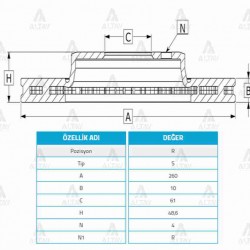 FREN DİSKİ CIVIC 01-06 / ARKA DÜZ 260-4