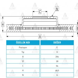 FREN DİSKİ L-200 06-15 CR / 15= SU / 22= / PAJERO 08-10 / FULLBACK 16= / ÖN HAVALI 294-6