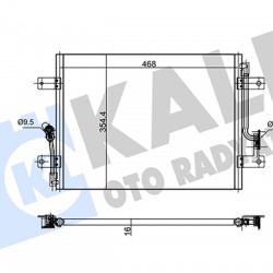 RADYATÖR KLİMA FIAT PALIO ; PALIO WEEKEND 1.2 99= (AT/MT) KURUTUCUSUZ [BRAZING AL/AL] [448X355X16]