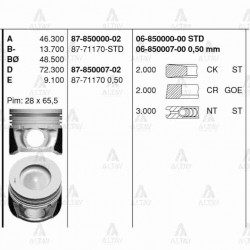 PİSTON SEGMANLI TUCSON 04-08 / SANTAFE 06-10 / SPORTAGE 04-08 2.0CRDI STD