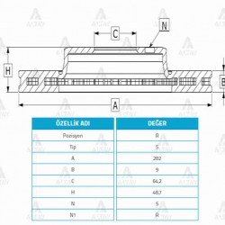 FREN DİSKİ ACCORD 09-15 / ARKA DÜZ 282-5