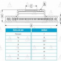 FREN DİSKİ PRIMERA  90-02 / ALTIMA 88-92 / ALMERA 00-08 / ÖN HAVALI 256-4