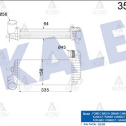 TURBO RADYATÖRÜ (INTERCOOLER) FOCUS III 11-15 / C-MAX II 10= / CONNECT 13= / 1.5 TDCI