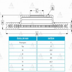 FREN DİSKİ ELANTRA 01-07 / MATRIX 06-11 / ÖN HAVALI 257-4