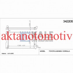 RADYATÖR SU AVENSIS 03-08 / COROLLA VERSO 02-04 2.0 DİZEL 26mm M-T BRAZING RADYATÖR SU AVENSIS 03-08 / COROLLA VERSO 02-04 2.0 DİZEL 26mm M-T BRAZING