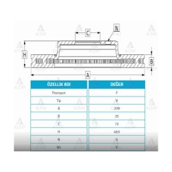 FREN DİSKİ MAZDA 3 03-13 / ÖN HAVALI 278-5 FREN DİSKİ MAZDA 3 03-13 / ÖN HAVALI 278-5