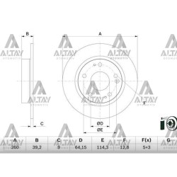 FREN DİSKİ CIVIC 16-21 FC5 / CIVIC 22= ARKA DÜZ 1.6 İ-VTEC 125 HP / 1.5 TURBO 182 HP 260-5
