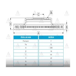 FREN DİSKİ COROLLA    88-95 / ÖN HAVALI 238-4