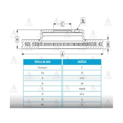 FREN DİSKİ HILUX 06-19 PICKUP 3.0 REVO / ÖN HAVALI 319-6