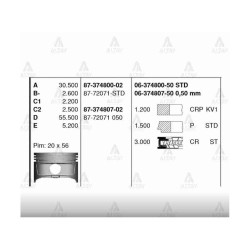 SEGMAN COROLLA 92-00 1.6 4AFE ENJEKSİYONLU 81.00mm STD SEGMAN COROLLA 92-00 1.6 4AFE ENJEKSİYONLU 81.00mm STD
