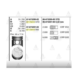 SEGMAN CANTER 511 / 711 / PAJERO 4M40 050 SEGMAN CANTER 511 / 711 / PAJERO 4M40 050