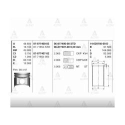 SEGMAN PICKUP 03-12 SKYSTAR / NAVARA 06-15 YD25DDTI 89.00mm 050 SEGMAN PICKUP 03-12 SKYSTAR / NAVARA 06-15 YD25DDTI 89.00mm 050