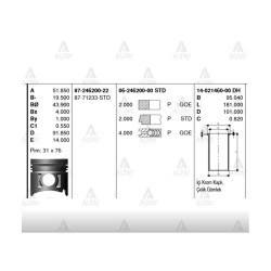 PİSTON SEGMANLI KARSAN J9 / NKR55 2.8 4JB1 STD 93mm PİSTON SEGMANLI KARSAN J9 / NKR55 2.8 4JB1 STD 93mm