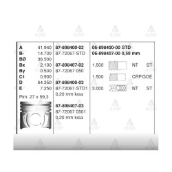 PİSTON SEGMANLI COROLLA 02-06 / YARIS 03-06 1.4 D4D DİZEL 050 PİSTON SEGMANLI COROLLA 02-06 / YARIS 03-06 1.4 D4D DİZEL 050