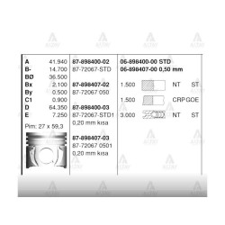 PİSTON SEGMANLI COROLLA 02-06 / YARIS 03-06 1.4 D4D DİZEL STD