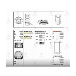 PİSTON SEGMANLI COROLLA 00-06 1.6L VVT-I 1ZZFE - 3ZZFE 79.00mm STD