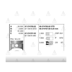 PİSTON SEGMANLI COROLLA 92-97 1.6L KARBÜRATÖRLÜ 4AF 81.00mm STD PİSTON SEGMANLI COROLLA 92-97 1.6L KARBÜRATÖRLÜ 4AF 81.00mm STD