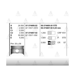 PİSTON SEGMANLI COROLLA 92-00 1.6L ENJ. 4AFE 81.00mm STD PİSTON SEGMANLI COROLLA 92-00 1.6L ENJ. 4AFE 81.00mm STD