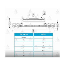 FREN DİSKİ ACCENT 11-18 BLUE / I-20 15-20 / RIO 12-16 / ÖN HAVALI 256-4