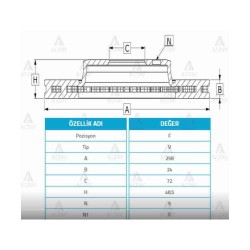 FREN DİSKİ 626  92-02 FS / ÖN HAVALI 258-5
