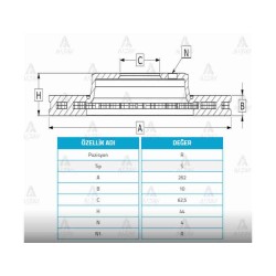 FREN DİSKİ ACCENT 12-18 BLUE / I-20 15-21 / RIO 12-16 / RIO 06-11 / BAYON 21= ARKA DÜZ 262-4