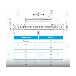 FREN DİSKİ CARISMA  96-06 / S-40 97-03 / ARKA DÜZ 260-4
