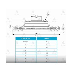 FREN DİSKİ CIVIC 07-15 FD6 / FB7 / ARKA DÜZ 260-5