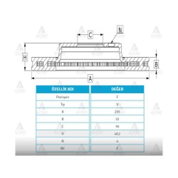 FREN DİSKİ COROLLA  93-02 / ENJEKSİYONLU ÖN HAVALI 255-4