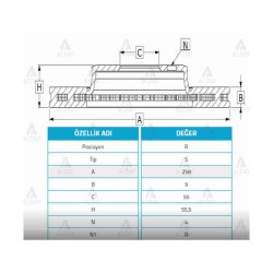 FREN DİSKİ COROLLA 02-06 / VERSO 03-06 / BENZİNLİ ARKA DÜZ 258-4